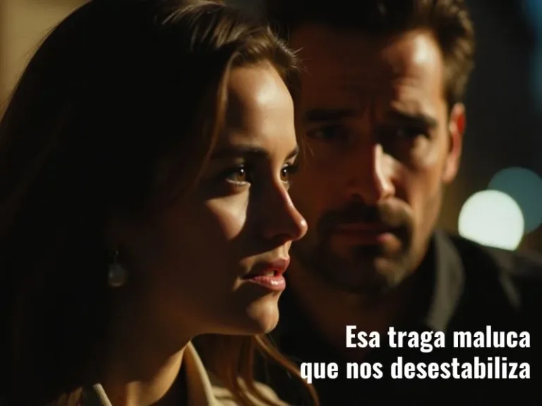 Hombre observando a una mujer a la distancia, con expresión de admiración, conflicto interno y autorreflexión. Escena cinematográfica, iluminación cálida, bokeh suave, atmósfera emotiva y realista.